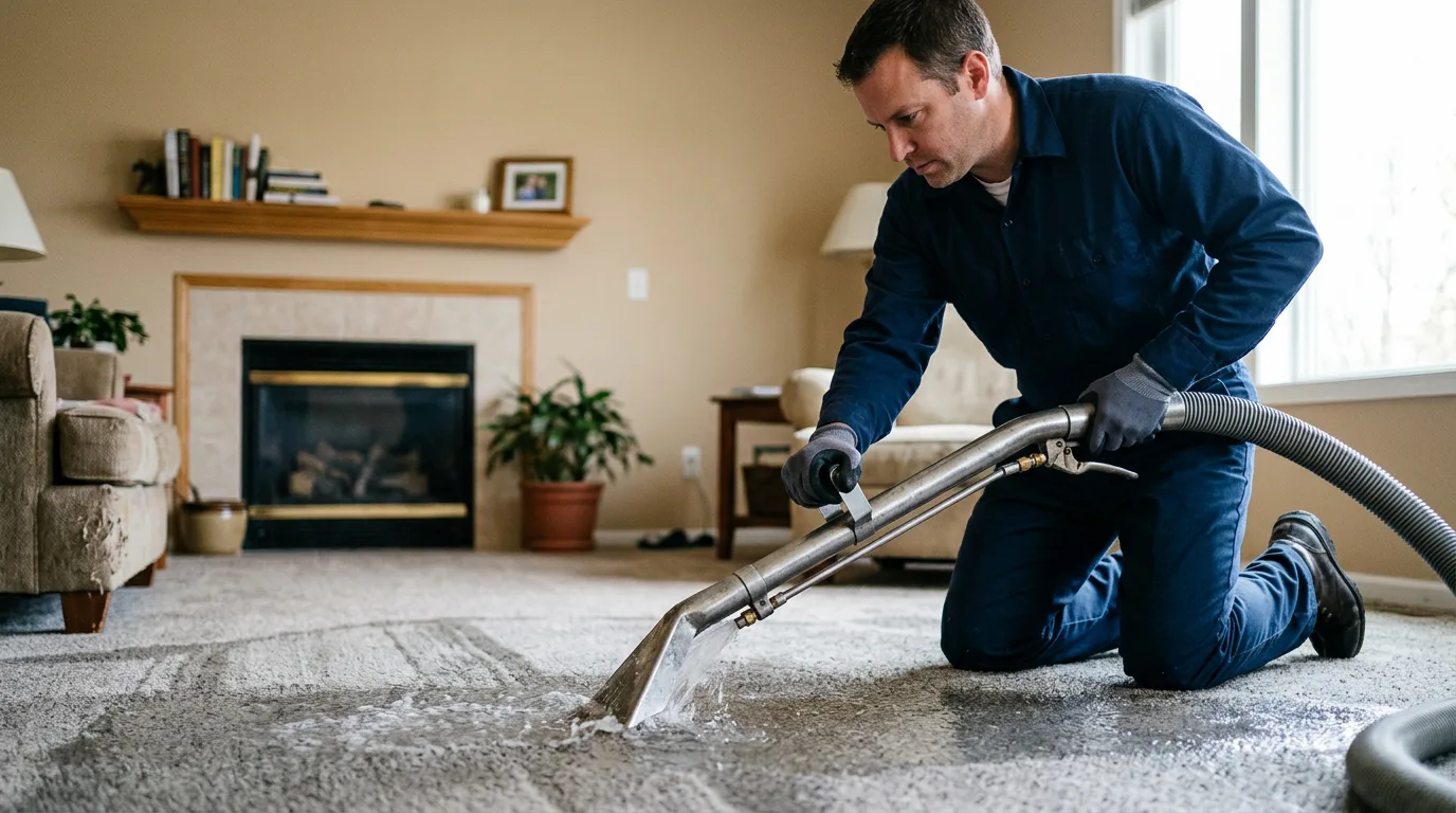 Water damage restoration technician working near Driver, AR